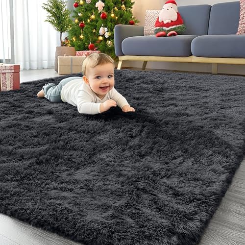 OLANLY Area Rugs for Living Room Bedroom, Machine Washable 4x5.9 ft Soft Fluffy by OLANLY