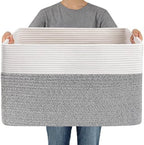 JMvicyroam 96L Large Woven Cotton Rope Blanket Basket by JMvicyroam