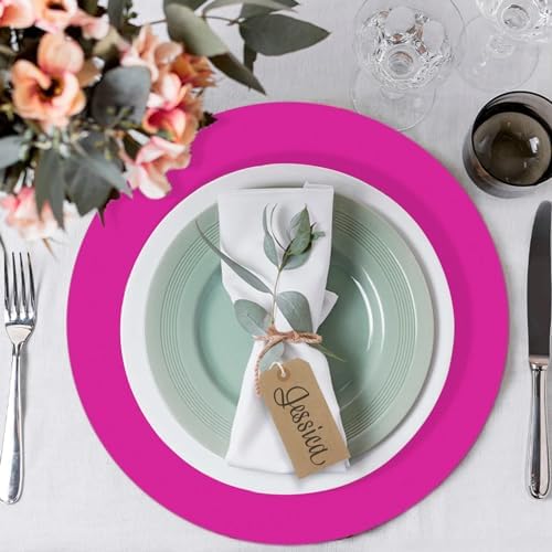 50 Pieces Hot Pink Paper Place Mats Round Disposable Table Mats Decorative - Image 7
