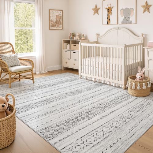 Nakagishi 7x10 Area Rug Living Room: Washable Boho Large Neutral Modern Soft - Image 7