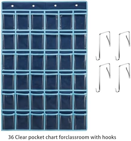SAVERHO 36 Clear Pockets Classroom Pocket Chart - Image 3