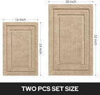 HOMEIDEAS Bathroom Rugs Sets 2 Piece, Soft Non Slip Bath Mat Khaki - Image 2
