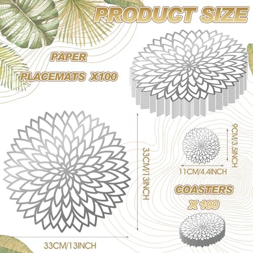 Geosar 200 Pcs Silver Metallic Disposable Paper Placemats Set 13 Inch - Image 4