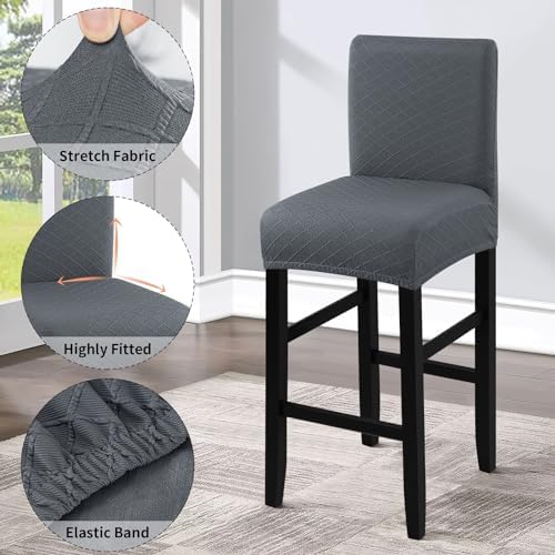 Fuloon Waterproof Barstool Covers Chair Slipcovers, 4 Pack - Image 4