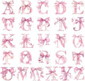Honoson Pink Bow Alphabet Wall Stickers, A-Z Peel and Stick Letter Decals by Honoson