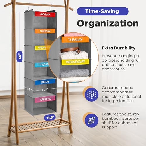 Handy Laundry Kids Hanging Closet Organizer 6-Shelf - Image 2