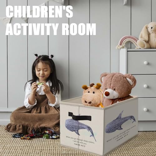 Ocean Whale Shark Christian Storage Bins Basket, Coastal Isaiah 43:2 Bible - Image 5