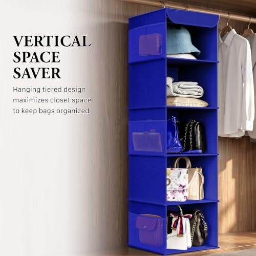 Simple Houseware 5 Shelf Hanging Closet Organizer, Dark Blue - Image 7