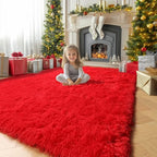 Amdrebio Red Fluffy Fuzzy Rug 5x8 - Image 5
