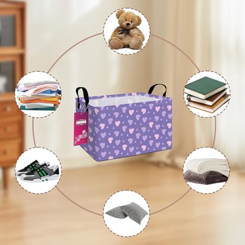 Rectangular Purple hearts Storage Basket - Image 7