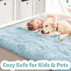 Amdrebio Light Blue Furry Shag Area Rug 5x7 - Image 2