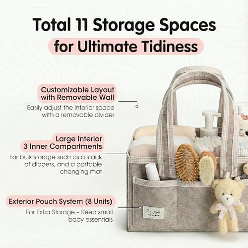 PeraBella Baby Diaper Caddy Organizer, Baby Basket Shower Gift Caddy, Portable - Image 2