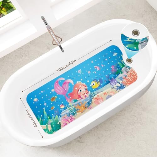 SHUCHING Mermaid Bath Mat for Tub Non Slip-40x16 Inch - Image 2