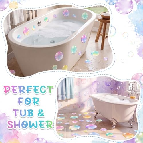 Fullhawl 30 Pcs Watercolor Bubble Non Slip Shower Stickers, Bathtub Safety - Image 6
