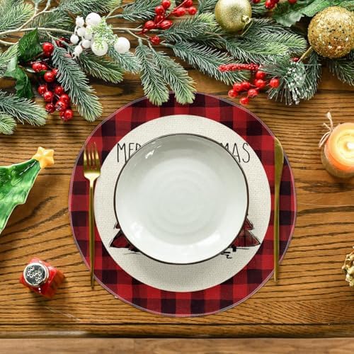 Artoid Mode Watercolor Red and Black Buffalo Plaid Christmas Trees Merry Xmas - Image 2