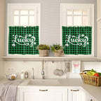 St. Patrick's Day Buffalo Plaid Kitchen Curtains and Valances Set, Lucky - Image 4