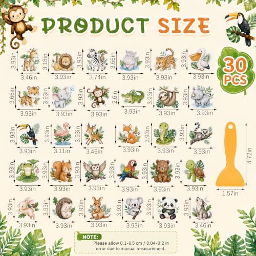 Fullhawl 30 Pcs Safari Animal Non Slip Shower Stickers, Kids Bathtub Safety - Image 2