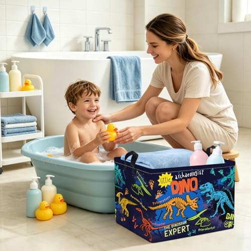Clastyle Large Boho Dinosaur Pterosaur Boy Book Toy Storage Basket Dino Palm - Image 6