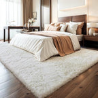 KICHOWUA 5x8 Thick Cream White Fluffy Shag Rug - Image 6