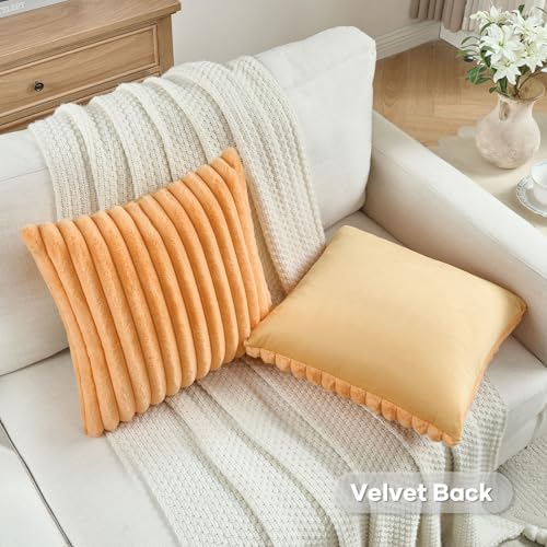 FUTEI Pack of 2 Faux Fur Throw Pillow Covers 22x22 Inch - Image 4
