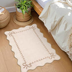 GarveeHome Scalloped Entryway Rug 2x3 Washable Front Door Bow Rug - Image 3