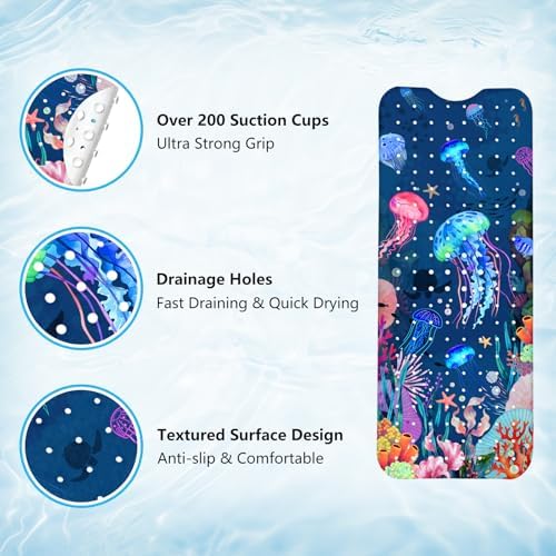 Baby Bath Mat for Tub Non Slip – 40"x16" Extra Long Cartoon Bathtub Mats for - Image 3