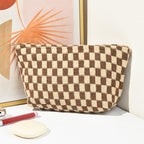 SOIDRAM 2 Pieces Makeup Bag Large Checkered Cosmetic Bag Capacity Canvas Travel - Image 6