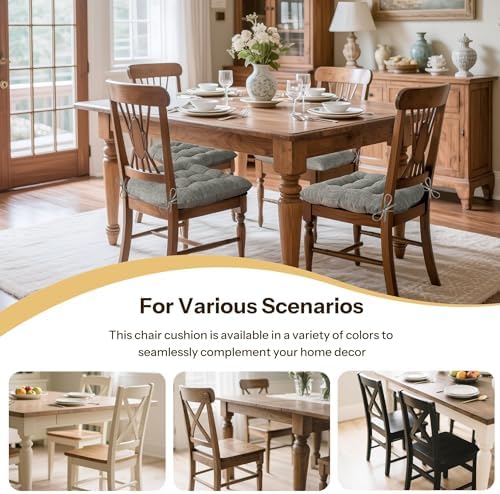 Chair Cushions for Dining Chairs Set of 4, Light Grey - Image 6