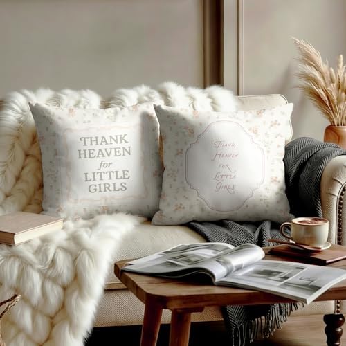 Vintage Floral Throw Pillow Covers 18x18 Inches Set of 2, “Thank Heaven - Image 3
