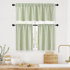 MitoVilla Boho Kitchen Curtains 24 Inch Length, 2 Panels Farmhouse Cafe - Image 5