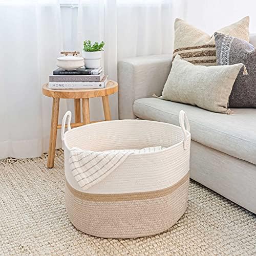 OrganiHaus Round Toy Basket & Blanket Basket, Cotton Rope 20x13" - Image 5