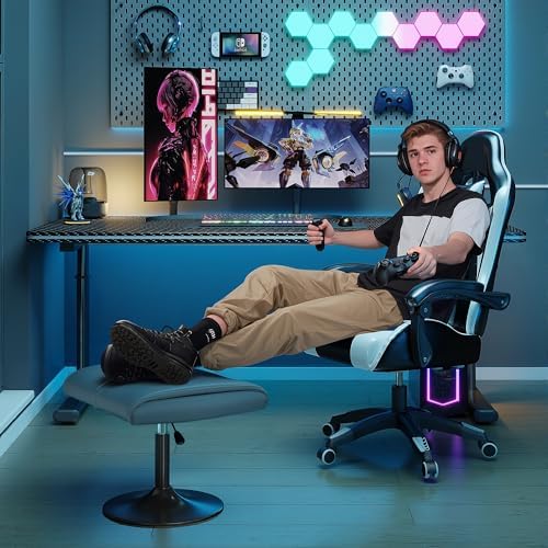 VECELO Foot Rest Under Desk Ottoman, PU Height Adjustable Footrest - Image 6