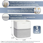 NaturalCozy Storage Cubes 11 Inch Cotton Rope Woven Baskets - Image 2