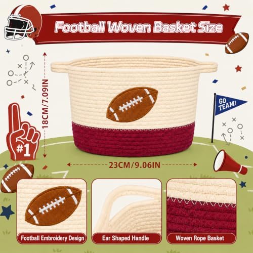 Football Woven Basket- Cute Cotton Rope Basket - Image 2