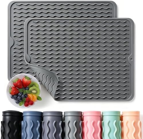2 Pack Caketime Silicone Dish Drying Mat by CAKETIME