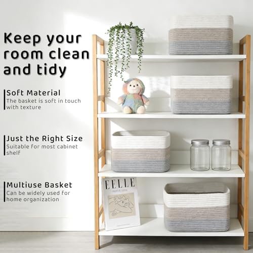 4 Pack Large Storage Baskets for Organizing, and Clothes, Cotton Rope Basket - Image 5