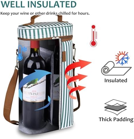Tirrinia 2 Bottle Insulated Wine Tote Carrier Bag - Image 2