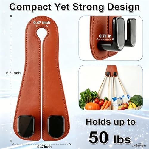 2 Pack Car Seat Hooks, Leather Car Seat Back Hanger - Image 2