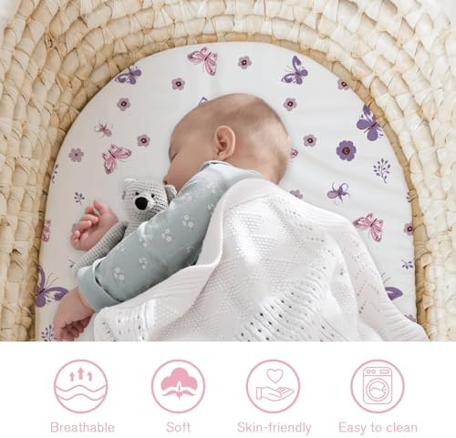 Little Grape Land Bassinet Sheets 3 Pack, Ultra Soft Baby Bassinet Fitted Sheets - Image 2