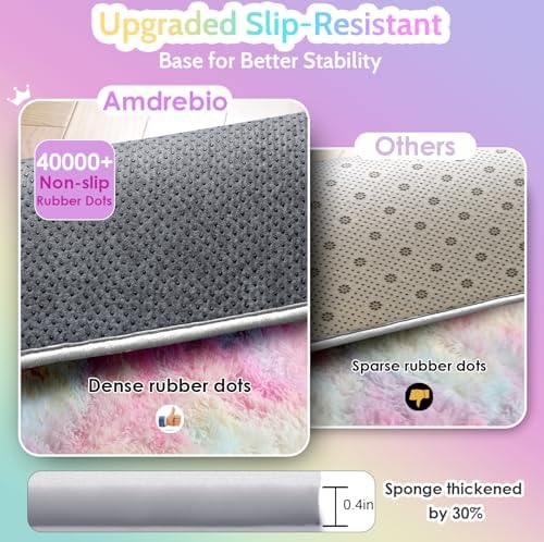 Amdrebio Rainbow Unicorn Pastel Cute Area Rug 4x6 - Image 6
