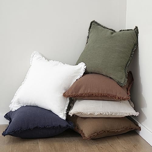 Foindtower Decorative Linen Fringe Throw Pillow Covers Cozy Boho Farmhouse - Image 5
