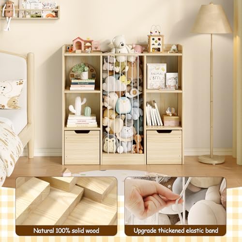 Toy Storage Organizer with Stuffed Animal Storage, Solid Pine Wooden Toy - Image 5