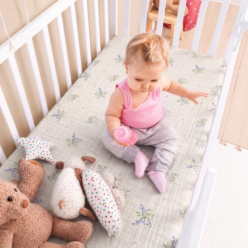 Breling 2 Pcs Muslin Botanical and Orchid Print Crib Sheets - Image 6