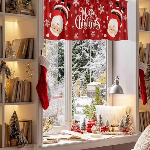 Red Merry Christmas Valance Curtains - Image 3