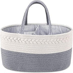 ABenkle Diaper Caddy Organizer, Boho Rustic Cotton Rope Nursery Baby Basket by ABenkle
