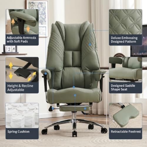 EXCEBET Big and Tall Office Chair 400lbs Wide Seat, Leather High Back Executive - Image 4