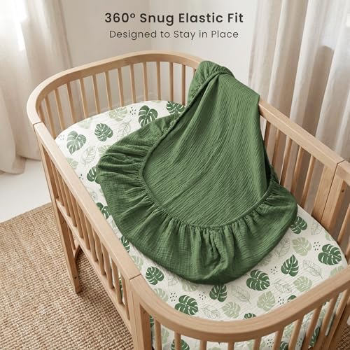Konssy Muslin Bassinet Sheets for Baby Boys and Girls, 2 Pack - Image 4