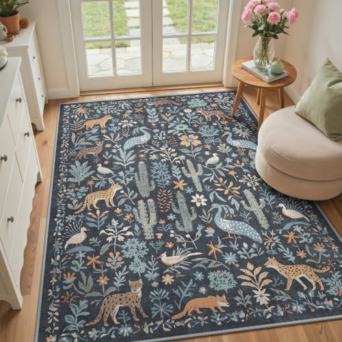 BESBLEE 5X7 Area Rug for Bedroom, Washable Animal Non Slip - Image 3