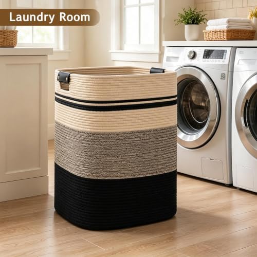 Laundry Hamper, Cotton Rope Laundry Basket - Image 3