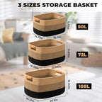 danpinera Large Woven Basket, 108L Large Blanket Basket - Image 6